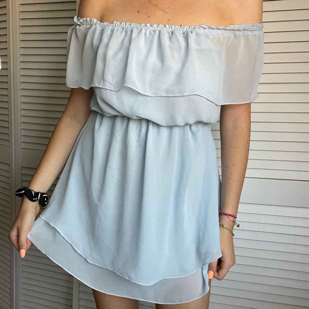 Off-the-Shoulder Baby Blue Fairy Dress